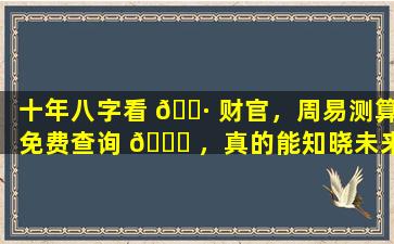 十年八字看 🌷 财官，周易测算免费查询 🐈 ，真的能知晓未来财运和官运吗